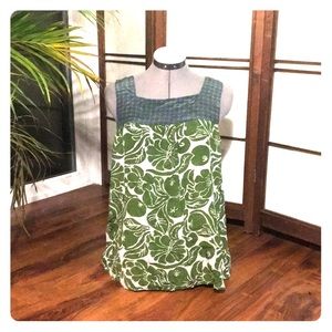 Blue Green and Grey Silk Sleeveless Blouse